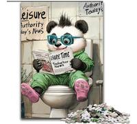 JigsawPuzzle 1000 Pieces for Adults Panda Go Toilet Wooden Jigsaw size50x75cm Brain-Challenging DIY Decorative Game, Family Interactive Toy