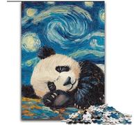 JigsawPuzzle 1000 Pieces for Adults Panda Night Sky Made of Wood, for Ages 14+ 50x75cm Family Fun Craft, Perfect for Birthdays, Holidays