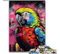 JigsawPuzzle 1000 Pieces for Adults Parrot Graffiti Painting Wooden Jigsaw size50x75cm Brain-Challenging DIY Decorative Game, Family Interactive Toy