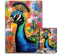 JigsawPuzzle 1000 Pieces for Adults Peacock Graffiti Painting cardboard Jigsaw Puzzles Ideal DIY Decor & Brain Teaser Gift 26X38CM/10.23x14.96inch