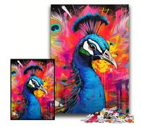 JigsawPuzzle 1000 Pieces for Adults Peacock Graffiti Painting Puzzles for Adults 50x75 cm Perfect for Family Fun on Christmas, Thanksgiving, Birthdays & Easter