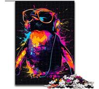 JigsawPuzzle 1000 Pieces for Adults Penguin with Headphones Puzzle Made of cardboard,Perfect for Family Fun, Party Games, Birthday Party Favors 1000pcs(26x38cm)