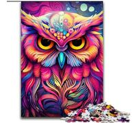 JigsawPuzzle 1000 Pieces for Adults Pink Owl Made of Wood, Making It A Great Gift for Family Fun 50x75cm An for Christmas Or Birthdays
