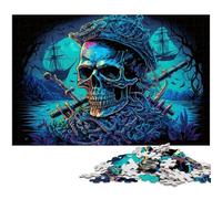 JigsawPuzzle 1000 Pieces for Adults Pirate Skeleton Jigsaw Puzzles for Adults Adult Game Gift Family Interactive Game Brain Challenge Gift 26X38CM/10.23x14.96inch
