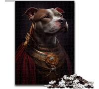 JigsawPuzzle 1000 Pieces for Adults Pitbull Dog Medieval Style Difficult Puzzles for Adults Interactive Family Game, DIY Home Decor, Challenging Brain Teaser Gift (Size 50x75cm)