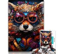 JigsawPuzzle 1000 Pieces for Adults Psychedelic Animal Raccoon,Challenging Game And Family Play Educational Game for Birthday,Chrismas (38x26cm)