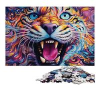 JigsawPuzzle 1000 Pieces for Adults Psychedelic Animal Tiger Jigsaw Puzzles for Adults Adult Game Gift Family Interactive Game Brain Challenge Gift 50x75CM/19.68x29.52inch