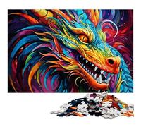 JigsawPuzzle 1000 Pieces for Adults Psychedelic Art Dragon Wooden Jigsaw Puzzles Ideal DIY Decor & Brain Teaser Gift 50x75CM/19.68x29.52inch