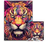 JigsawPuzzle 1000 Pieces for Adults Psychedelic Art Tiger Jigsaw Puzzles for Adults Adult Game Gift Family Interactive Game Brain Challenge Gift 26X38CM/10.23x14.96inch