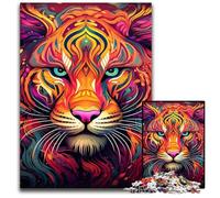 JigsawPuzzle 1000 Pieces for Adults Psychedelic Art Tiger Wooden Jigsaw Ideal for Lover, Perfect Christmas, New Year, Valentine's Gift 50x75CM/19.68x29.52inch