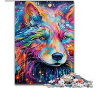 JigsawPuzzle 1000 Pieces for Adults Psychedelic Art Wolf Made of Wood, Making It A Great Gift for Family Fun 50x75cm An for Christmas Or Birthdays