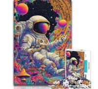 JigsawPuzzle 1000 Pieces for Adults Psychedelic Astronaut,Challenging Game And Family Play Educational Game for Birthday,Chrismas (38x26cm)