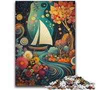 JigsawPuzzle 1000 Pieces for Adults Psychedelic Boat for And 14 Years And over Educational Challenge Fun Activities at Home, Birthday Gifts, Travel Gifts 26x38cm