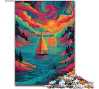 JigsawPuzzle 1000 Pieces for Adults Psychedelic Boat Jigsaw Gift DIY Fun Suitable for Home Living Room Office Decoration (size 50x75cm)