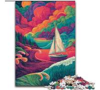 JigsawPuzzle 1000 Pieces for Adults Psychedelic Boat, Stress Relief with Fully Interlocking Randomly Shaped Pieces for And 14 Years Old (Size 50x75cm)