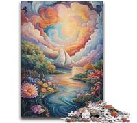 JigsawPuzzle 1000 Pieces for Adults Psychedelic Boat Toys Educational Games Stress Relieving Artists Collection, Fine Art 50x75cm
