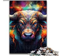 JigsawPuzzle 1000 Pieces for Adults Psychedelic Buffalo,Decompressing Intellectual Educational Toy Is Ideal As Gifts for The Whole Family 50x75cm