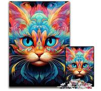 JigsawPuzzle 1000 Pieces for Adults Psychedelic Cat Art cardboard Jigsaw Puzzles for Adults Perfect for Family Fun on Christmas, Thanksgiving, Birthdays & Easter 26X38CM/10.23x14.96inch