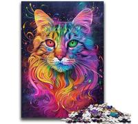 JigsawPuzzle 1000 Pieces for Adults Psychedelic Cat Help The Brain Exercise Addictive Toys to Cultivate Patience Suitable for Couples 26x38cm