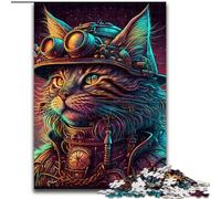 JigsawPuzzle 1000 Pieces for Adults Psychedelic Cat Warrior cardboard Jigsaw size 26x38cm Brain-Challenging DIY Decorative Game, Family Interactive Toy