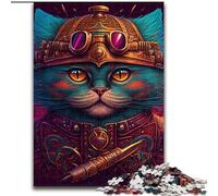 JigsawPuzzle 1000 Pieces for Adults Psychedelic Cat Warrior Impossible Jigsaw Puzzles for Adults Family Interactive Game, Ideal for Teenagers, Brain Teaser Gift (Size 26x38cm)