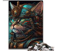 JigsawPuzzle 1000 Pieces for Adults Psychedelic Cat Warrior Jigsaw Puzzles for Adults 1000 Piece DIY Home Decor Brain Teaser Game for Teenagers (Size 50x75 cm)
