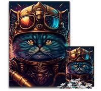 JigsawPuzzle 1000 Pieces for Adults Psychedelic Cat Warrior Puzzles for Adults for Birthdays And Holidays 26X38CM/10.23x14.96inch