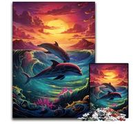 JigsawPuzzle 1000 Pieces for Adults Psychedelic Color Dolphin Difficult Puzzles for Adults Challenging Brain Teaser for Teenagers Family Fun Interactive Game 1000 PCS(38x26cm)