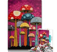 JigsawPuzzle 1000 Pieces for Adults Psychedelic Mushrooms,Challenging Game And Family Play Educational Game for Birthday,Chrismas (38x26cm)