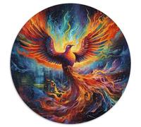 JigsawPuzzle 1000 Pieces for Adults Psychedelic Phoenix Bird Round Cardboard Jigsaw Puzzles Perfect Christmas & New Year Gift, (67.5x67.5cm)