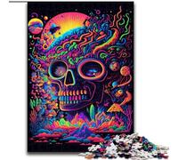 JigsawPuzzle 1000 Pieces for Adults Psychedelic Skull Jigsaw Puzzle Made of Wood,Perfect Home Or Office Decor, Ideal 1000pcs(50x75cm)