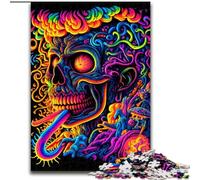 JigsawPuzzle 1000 Pieces for Adults Psychedelic Skull Puzzle Made of Wood,Family Interactive Game, Brain Teaser Gift, Educational Toy 1000pcs(50x75cm)