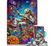 JigsawPuzzle 1000 Pieces for Adults Psychedelic Smoke Astronaut,Challenging Game And Family Play Educational Game for Birthday,Chrismas (38x26cm)