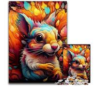 JigsawPuzzle 1000 Pieces for Adults Psychedelic Squirrel Wooden Jigsaw Ideal for Lover, Perfect Christmas, New Year, Valentine's Gift 50x75CM/19.68x29.52inch