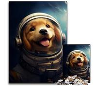 JigsawPuzzle 1000 Pieces for Adults Puppy Astronaut Wooden Jigsaw Perfect for Teenagers Family Bonding Brain TeaserDIY Home Decor Gift 1000 PCS(75x50cm)