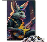 JigsawPuzzle 1000 Pieces for Adults Rabbit Guitar Animal Made of Wood, for Ages 14+ 50x75cm Family Fun Craft, Perfect for Birthdays, Holidays