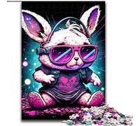 JigsawPuzzle 1000 Pieces for Adults Rabbit Neon Made of Wood, for Ages 14+ 50x75cm Family Fun Craft, Perfect for Birthdays, Holidays