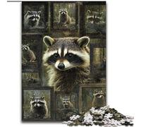 JigsawPuzzle 1000 Pieces for Adults Raccoon Collage, Challenging Game Toys Wall Decoration Unique Birthday And Xmas Gifts (Size 26x38cm)