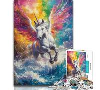JigsawPuzzle 1000 Pieces for Adults Rainbow Unicorn,Challenging Game And Family Play Educational Game for Birthday,Chrismas (75x50cm)