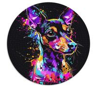 JigsawPuzzle 1000 Pieces for Adults Rat Terrier Round Puzzle 1000 Pieces Jigsaw Challenging DIY Brain Teaser for Teenagers 67.5x67.5cm
