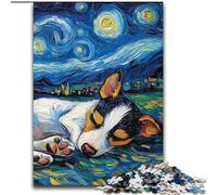 JigsawPuzzle 1000 Pieces for Adults Rat Terrier Starry Sky Made of Wood, for Ages 14+ 50x75cm Brain Teaser Game for Teenagers, Perfect