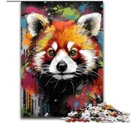 JigsawPuzzle 1000 Pieces for Adults Red Panda Art Graffiti cardboard Jigsaw size 26x38cm Brain-Challenging DIY Decorative Game, Family Interactive Toy