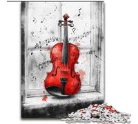 JigsawPuzzle 1000 Pieces for Adults Red Violin Jigsaw Interactive Family Game, Ideal, Family Activity Game 50X75CM