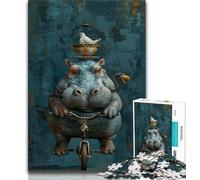 JigsawPuzzle 1000 Pieces for Adults Rhino on A Bicycle,Decompressing Intellectual Educational Toy Is Ideal As Gifts for The Whole Family 75x50cm