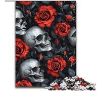 JigsawPuzzle 1000 Pieces for Adults Rose Skull Jigsaw Puzzles 26X38CM Colorful Home Decor & Interactive Family Game
