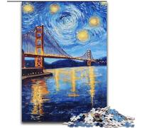 JigsawPuzzle 1000 Pieces for Adults San Francisco Bridge at Night, Stress Relief with Fully Interlocking Randomly Shaped Pieces for And 14 Years Old (Size 26x38cm)