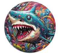 JigsawPuzzle 1000 Pieces for Adults Shark Round Paper Puzzles Family Interactive Game,Craft Gift with Colorful Artwork (67.5x67.5cm)
