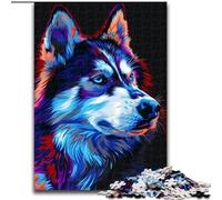 JigsawPuzzle 1000 Pieces for Adults Siberian Husky Neon Puzzle Made of Wood,Perfect for Family Fun, Party Games, Birthday Party Favors 1000pcs(50x75cm)