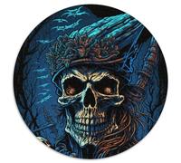 JigsawPuzzle 1000 Pieces for Adults Skeleton Pirate Round Puzzle 1000 Pieces Jigsaw Challenging DIY Brain Teaser for Teenagers 67.5x67.5cm