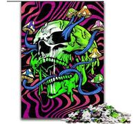 JigsawPuzzle 1000 Pieces for Adults Skull Trippy Made of Wood, for Ages 14+ 50x75cm Brain Teaser Game for Teenagers, Perfect